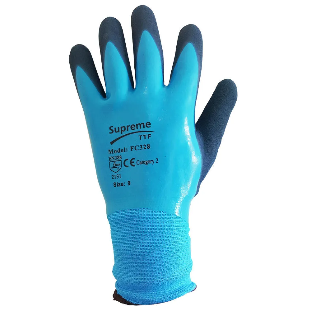 120 Pairs Blue Aqua Waterproof Latex Coated Work Gloves