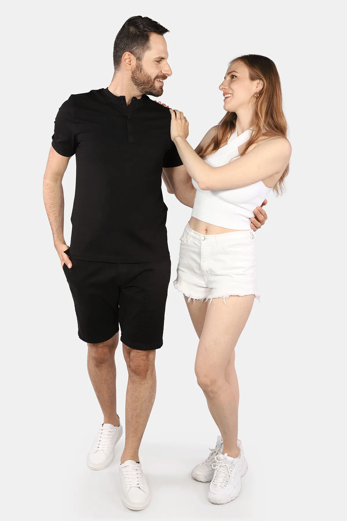 7 Downie St - Stretch Henley Short Sleeve in Black