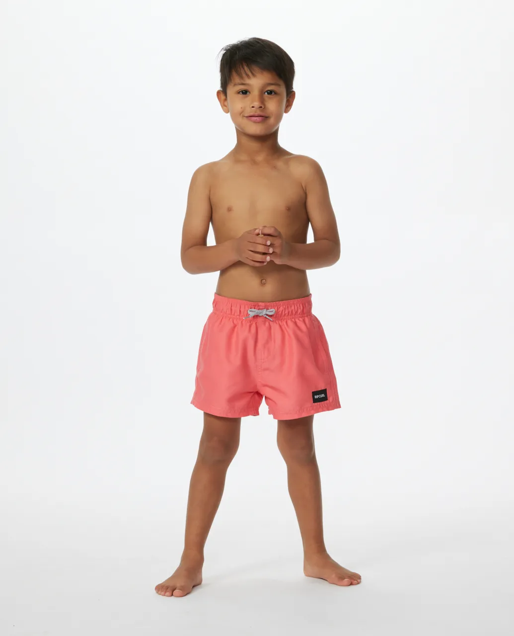 Boys Offset Volley Shorts in Hot Coral