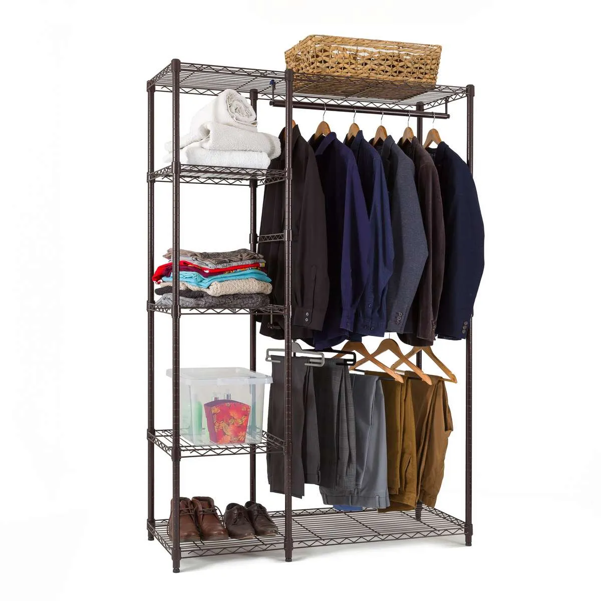 Bronze 5 Tier Clothes Rail With Storage Shelves | 1818mm H x 1203mm W x 457mm D