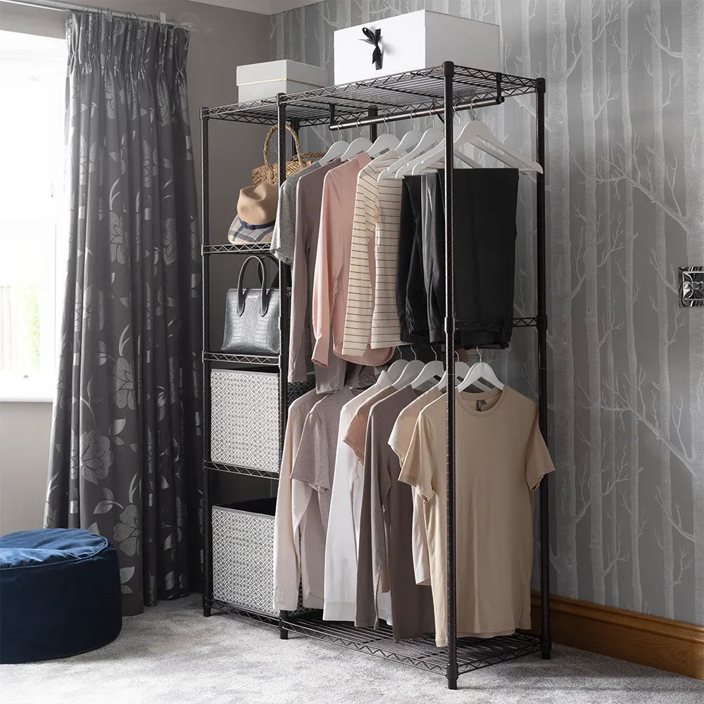 Bronze 5 Tier Clothes Rail With Storage Shelves | 1818mm H x 1203mm W x 457mm D