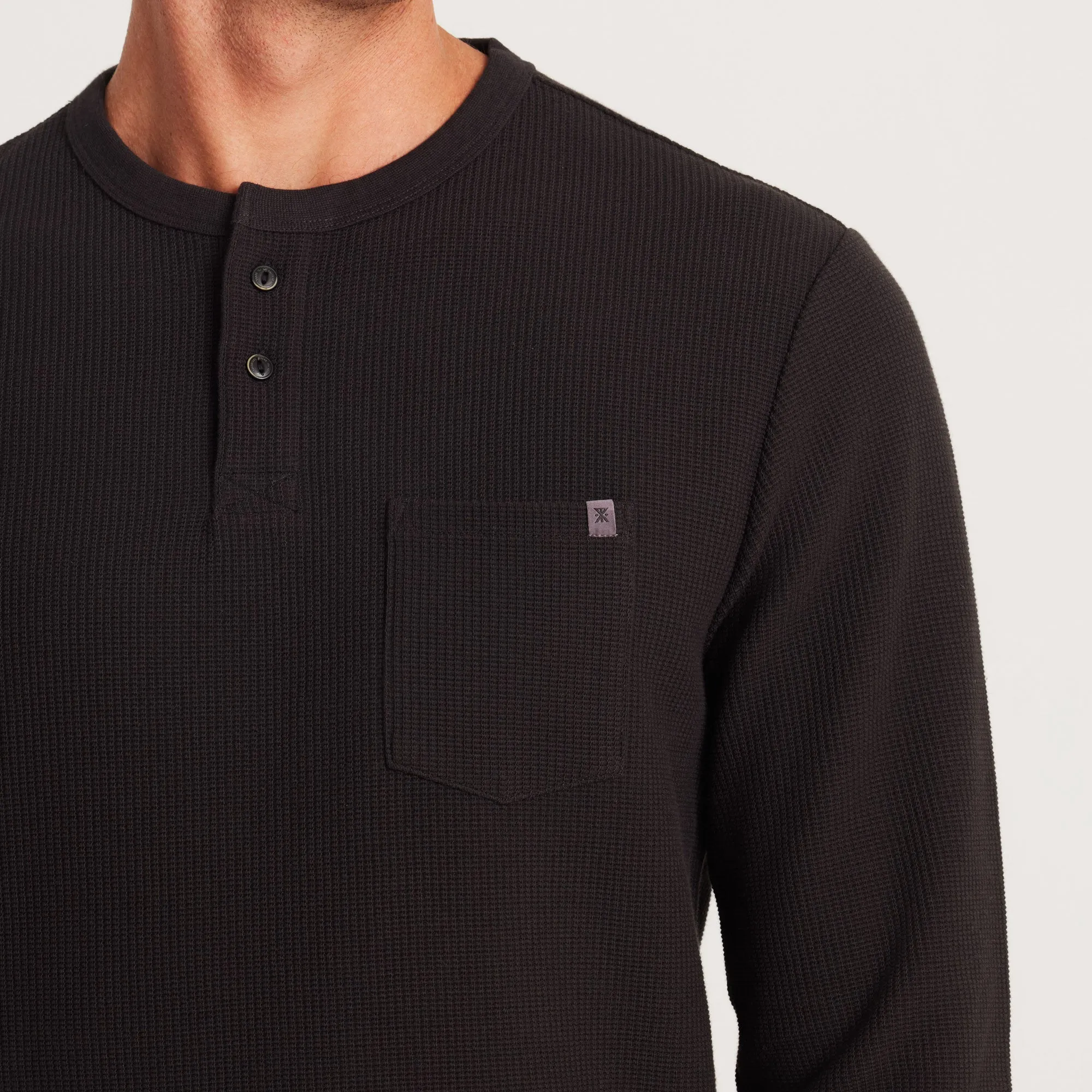 Companion Long Sleeve Thermal Henley - Black