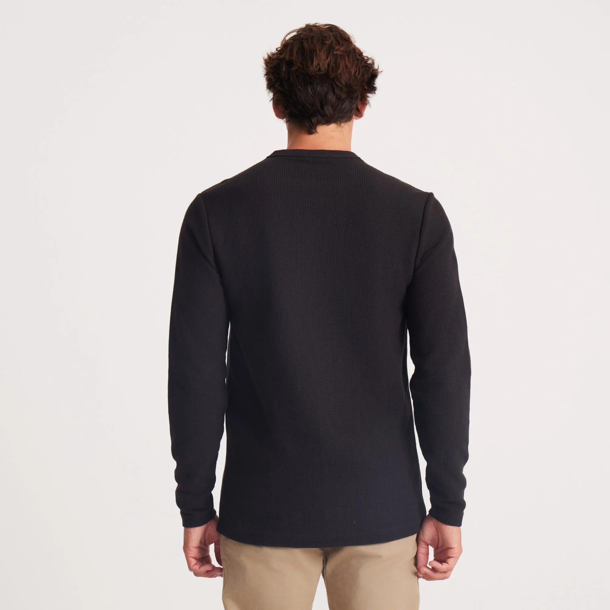 Companion Long Sleeve Thermal Henley - Black