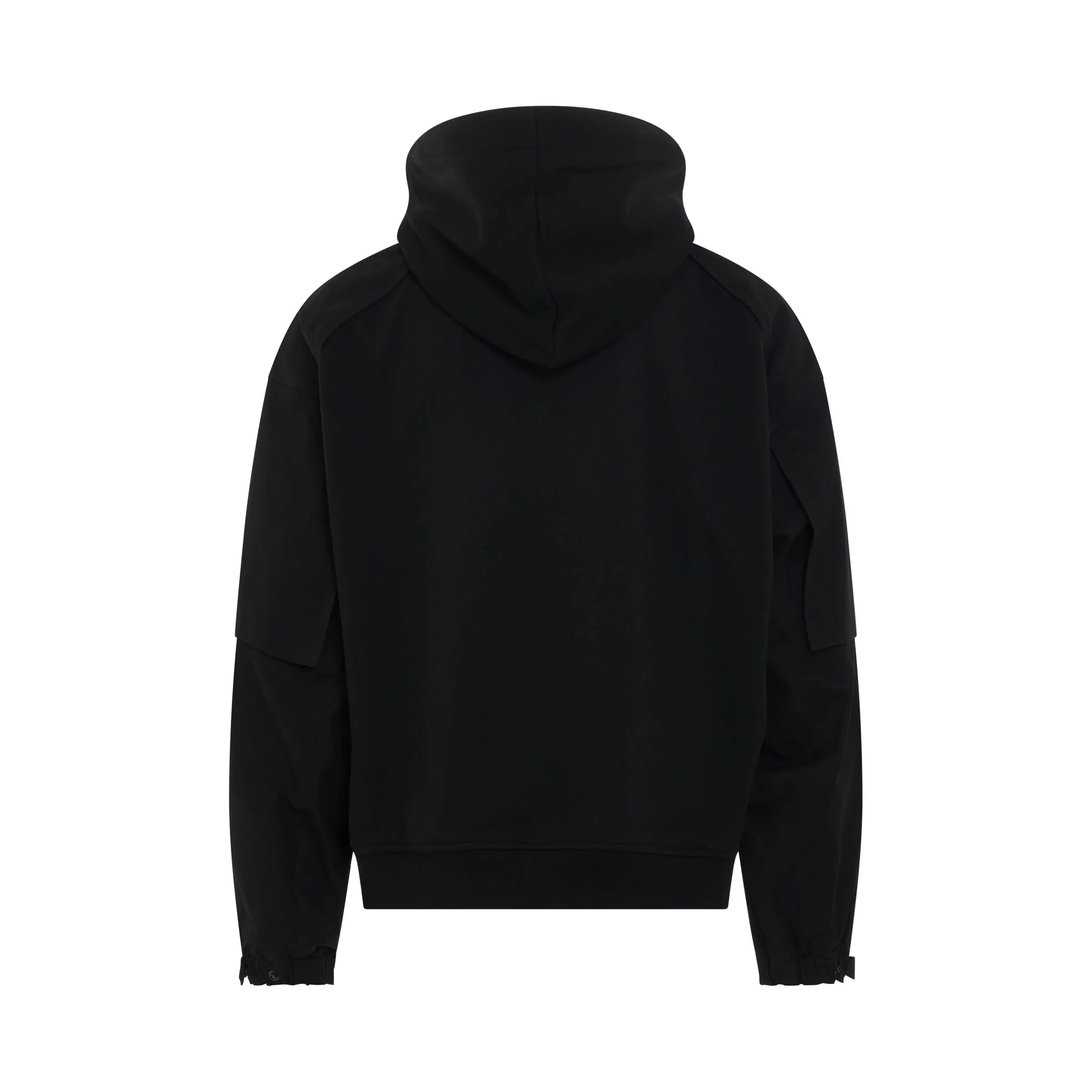 Cotton Layered Jersey Hoodie in Black