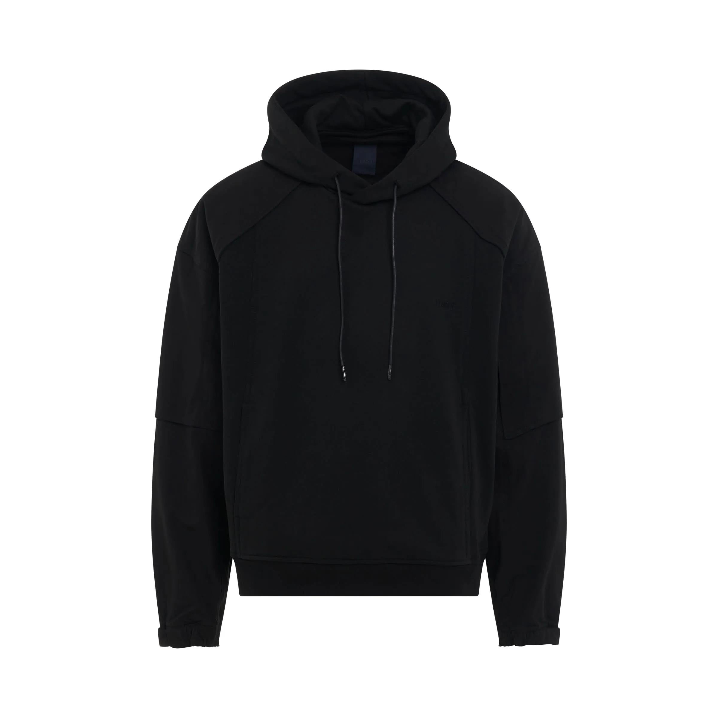 Cotton Layered Jersey Hoodie in Black