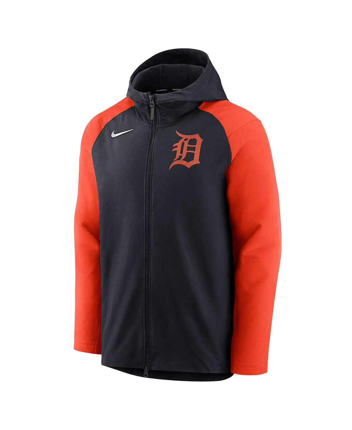 Detroit Tigers Authentic Collection Performance Nike Men's Navy Orange Full Zip Raglan Hoodie