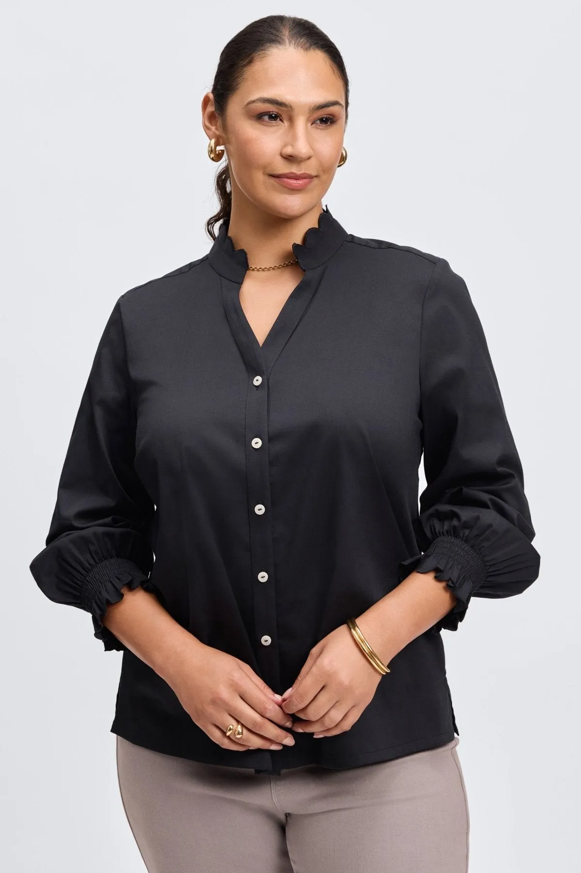 Elora Plus No Iron Stretch Matte Sateen Shirt