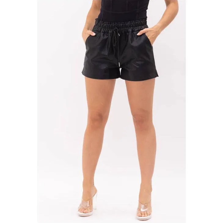 Evie Women's Genuine Leather Last Chance Shorts Black