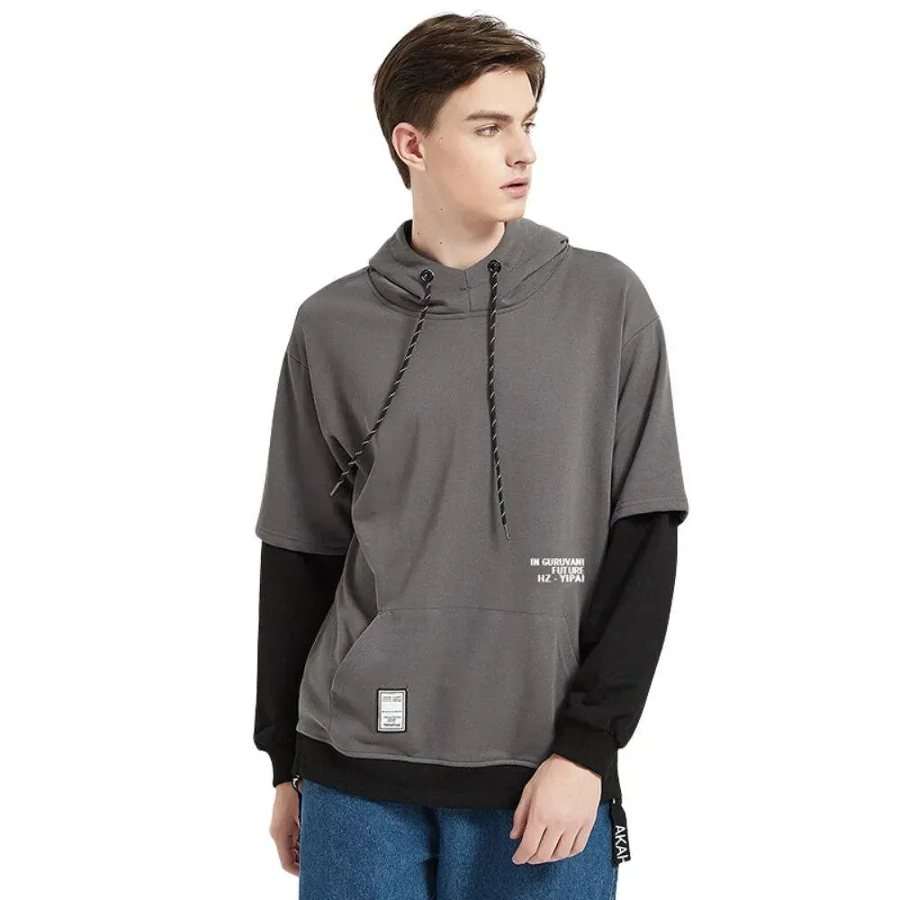 Faux Layered Men's Hoodie: Skater/Streetwear Casual Up To 5XL