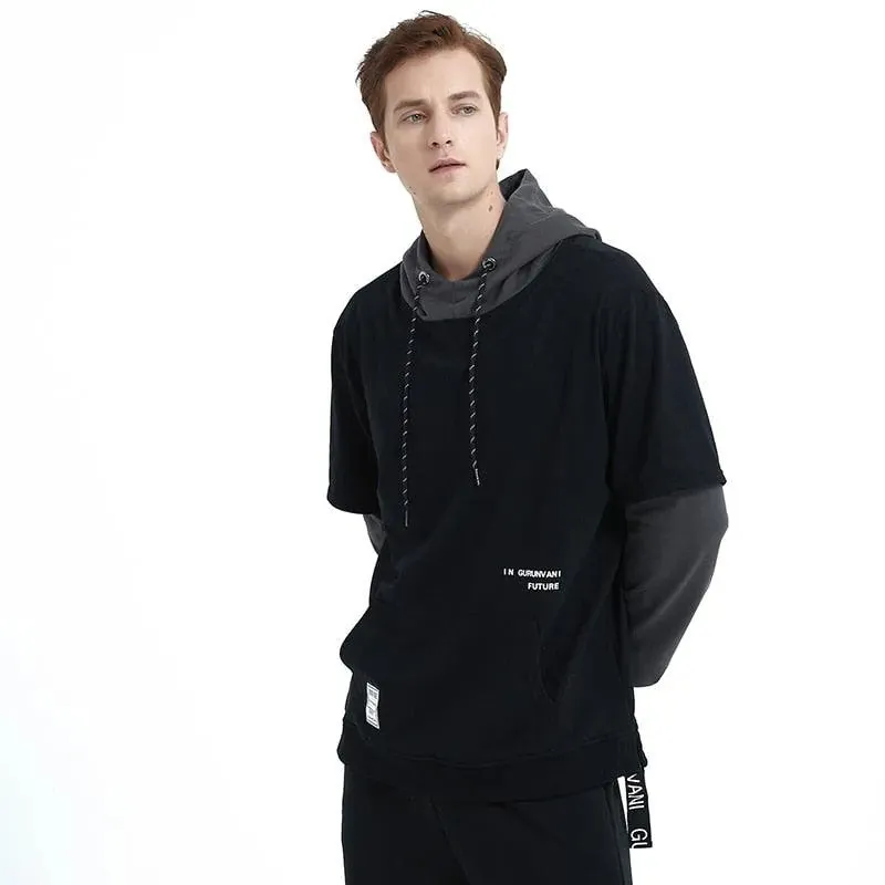 Faux Layered Men's Hoodie: Skater/Streetwear Casual Up To 5XL