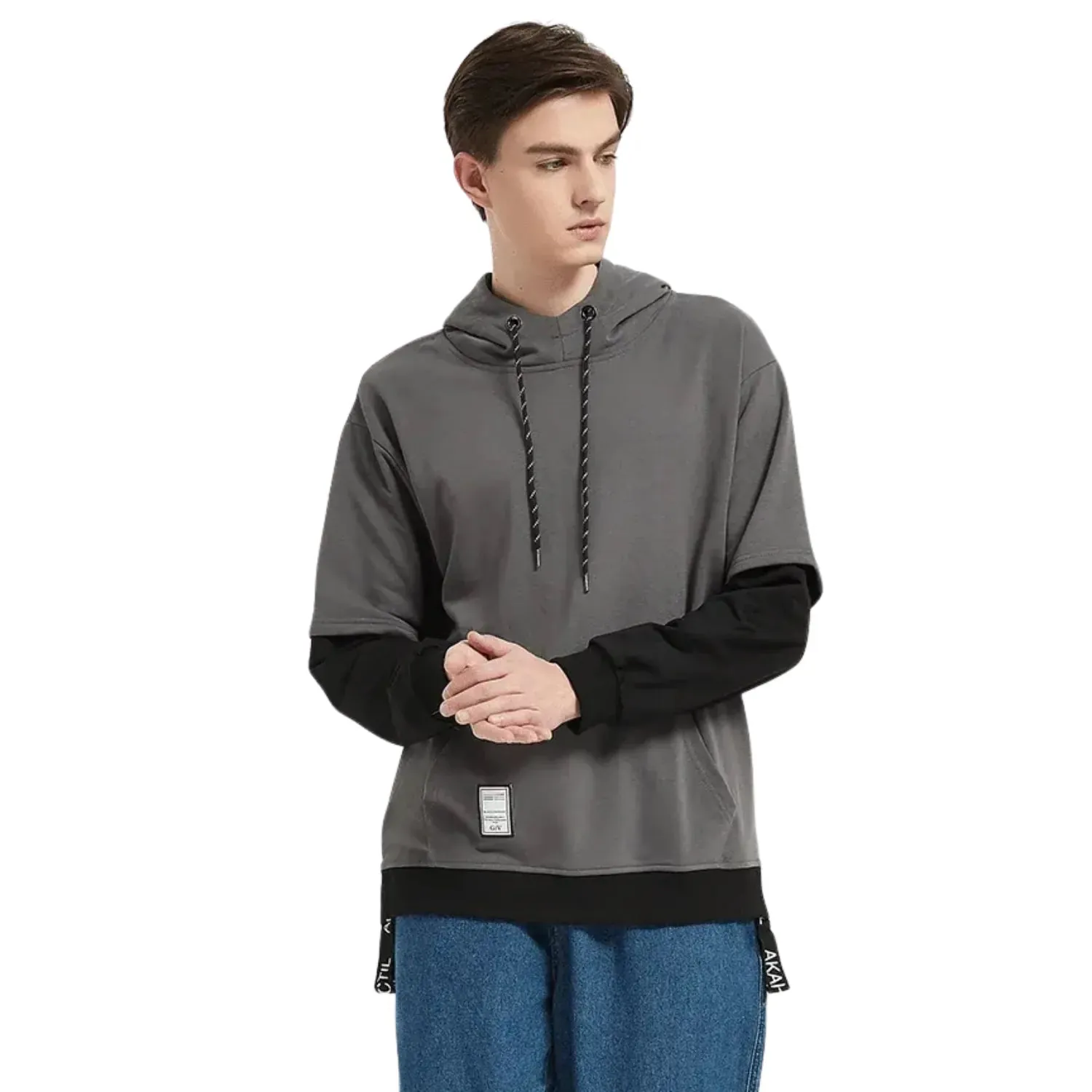 Faux Layered Men's Hoodie: Skater/Streetwear Casual Up To 5XL