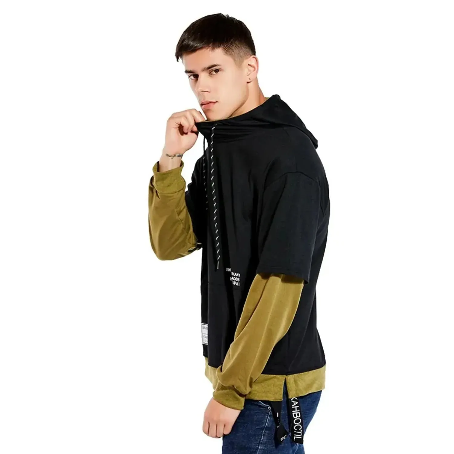 Faux Layered Men's Hoodie: Skater/Streetwear Casual Up To 5XL