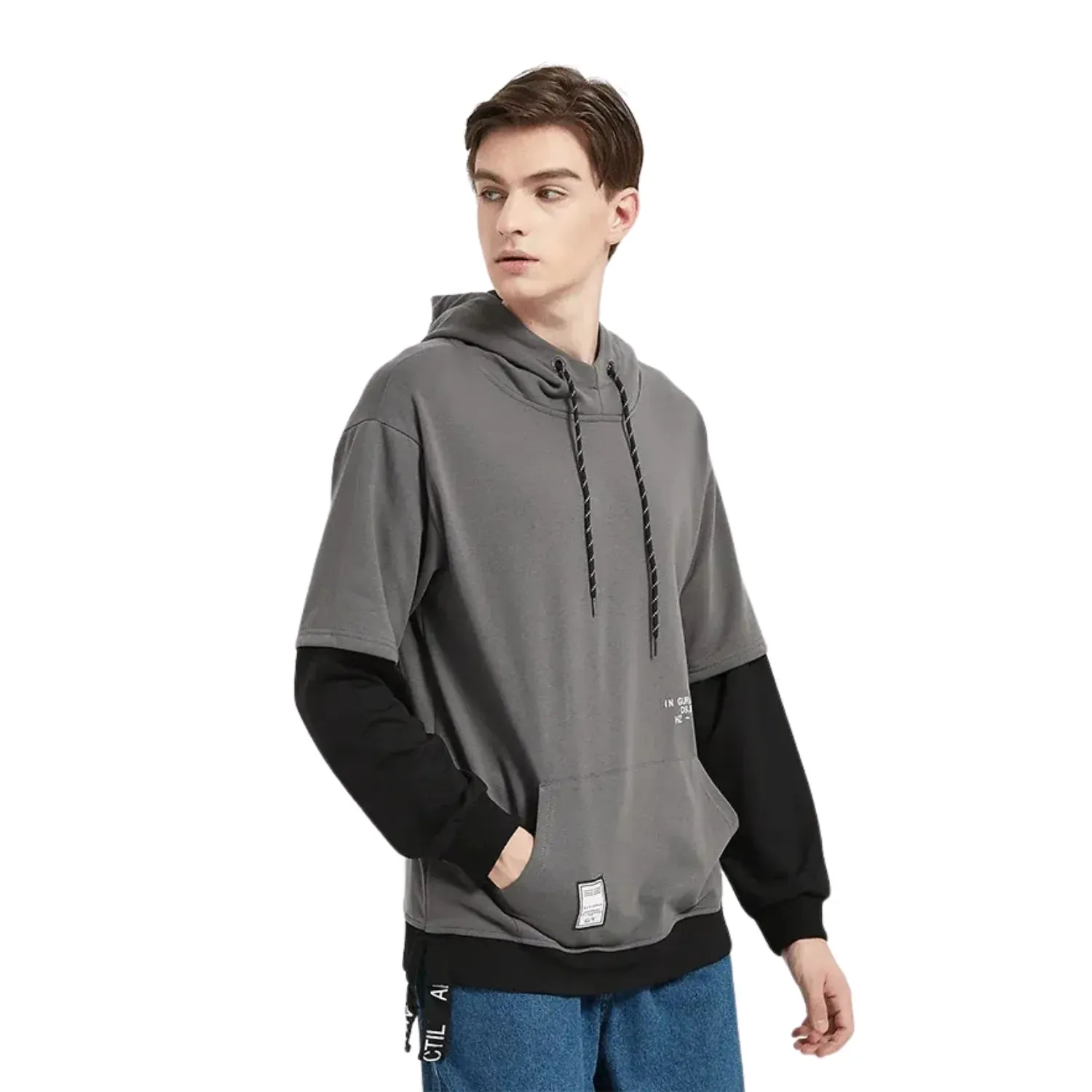 Faux Layered Men's Hoodie: Skater/Streetwear Casual Up To 5XL