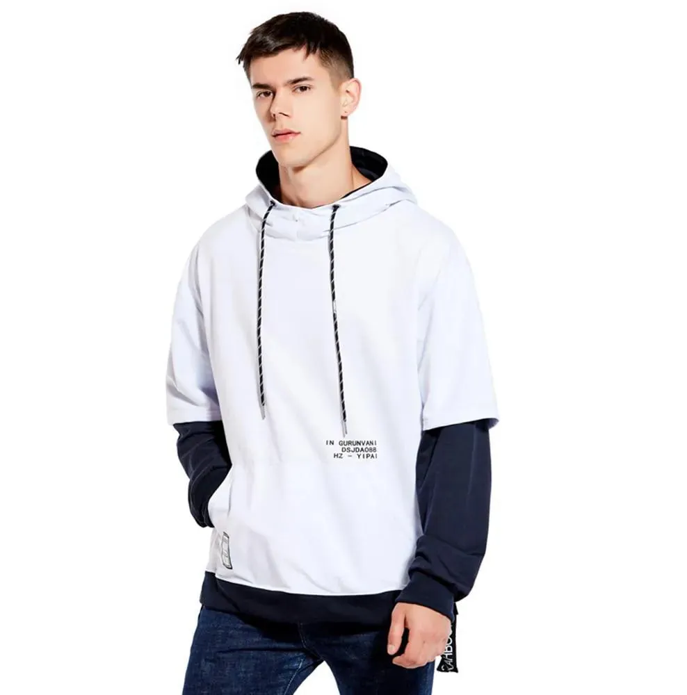 Faux Layered Men's Hoodie: Skater/Streetwear Casual Up To 5XL