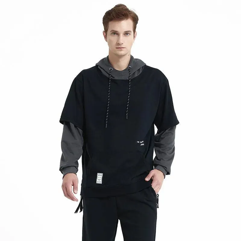 Faux Layered Men's Hoodie: Skater/Streetwear Casual Up To 5XL