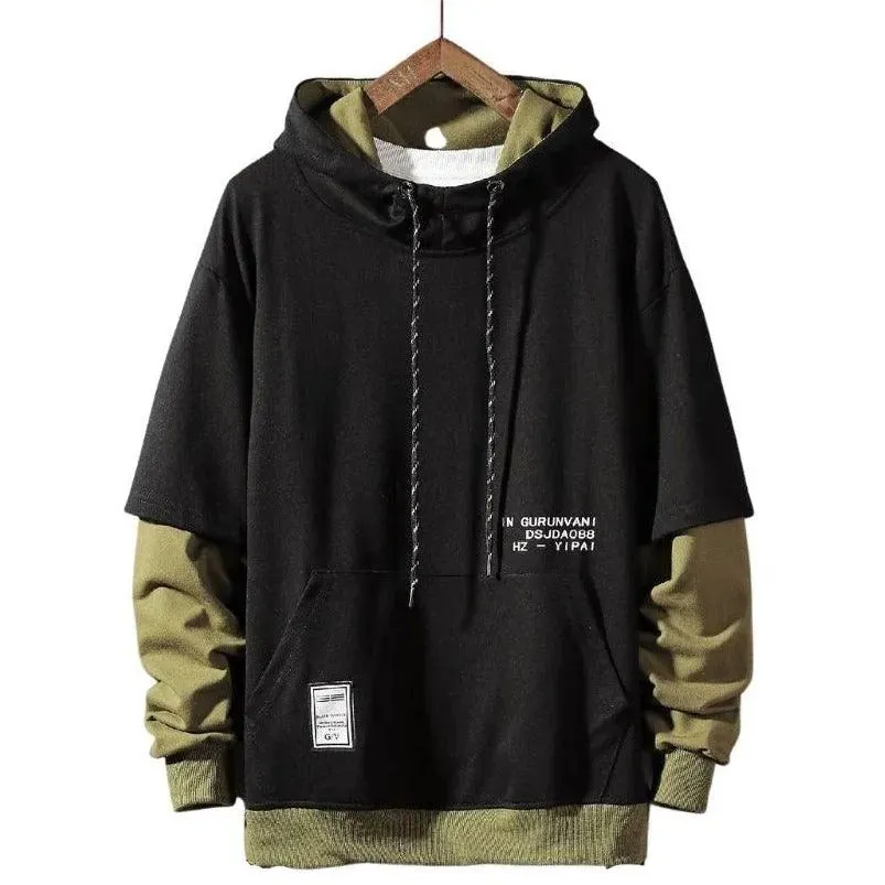 Faux Layered Men's Hoodie: Skater/Streetwear Casual Up To 5XL