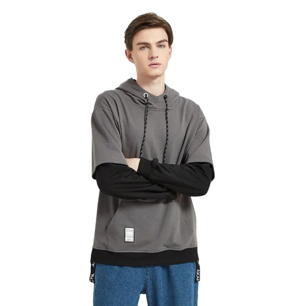 Faux Layered Men's Hoodie: Skater/Streetwear Casual Up To 5XL