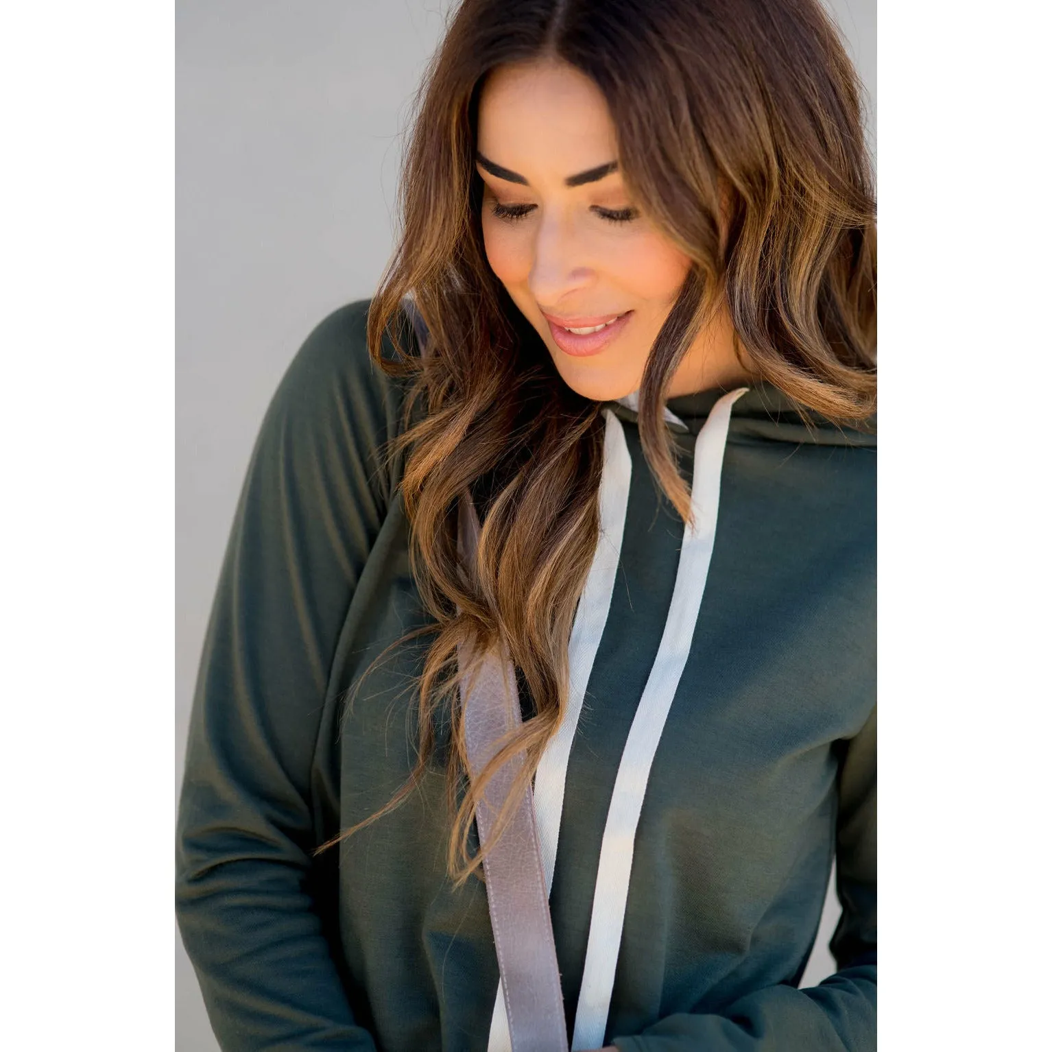 Faux Layered Stripe Lined Hoodie