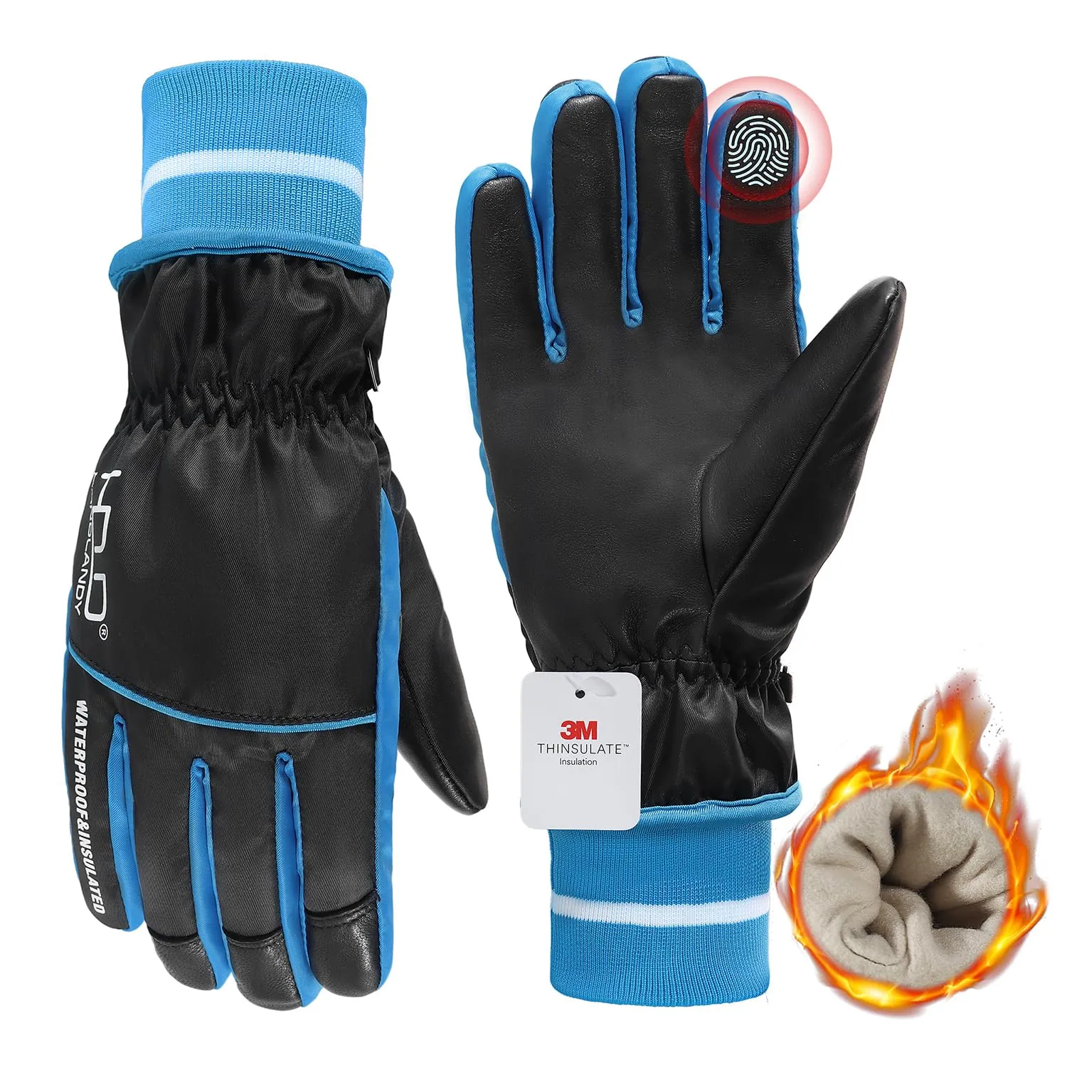 Handlandy Waterproof Ski Gloves Warm 3M Insulated Touchscreen H717