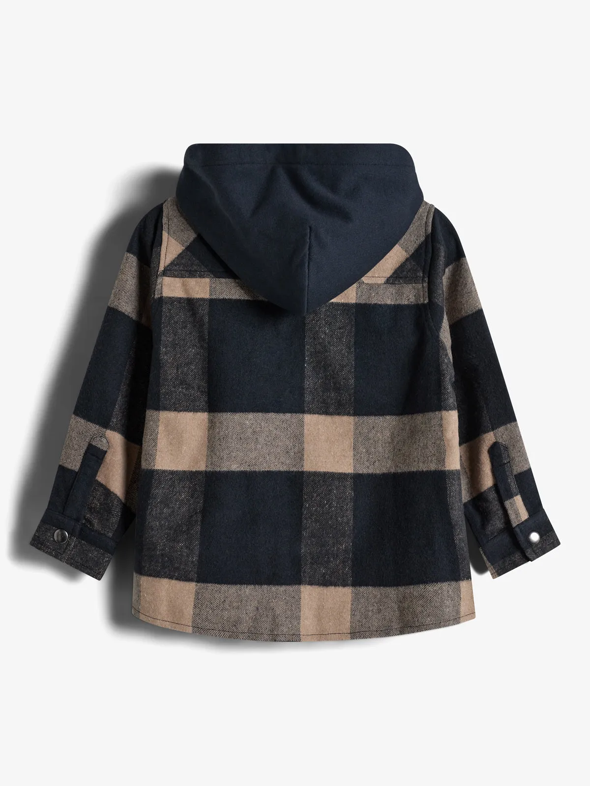 Hooded Plaid Shacket - Kids - Navy/beige