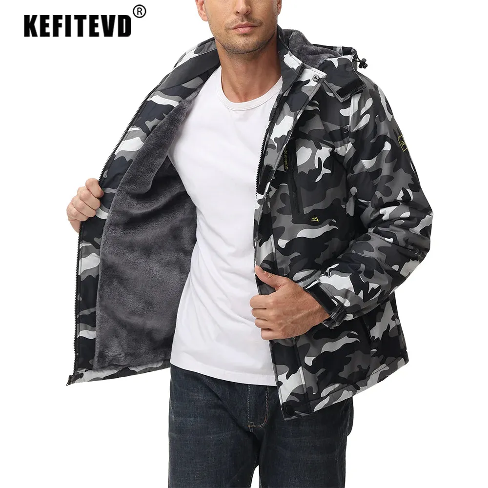 KEFITEVD Camo Ski Jacket Mens