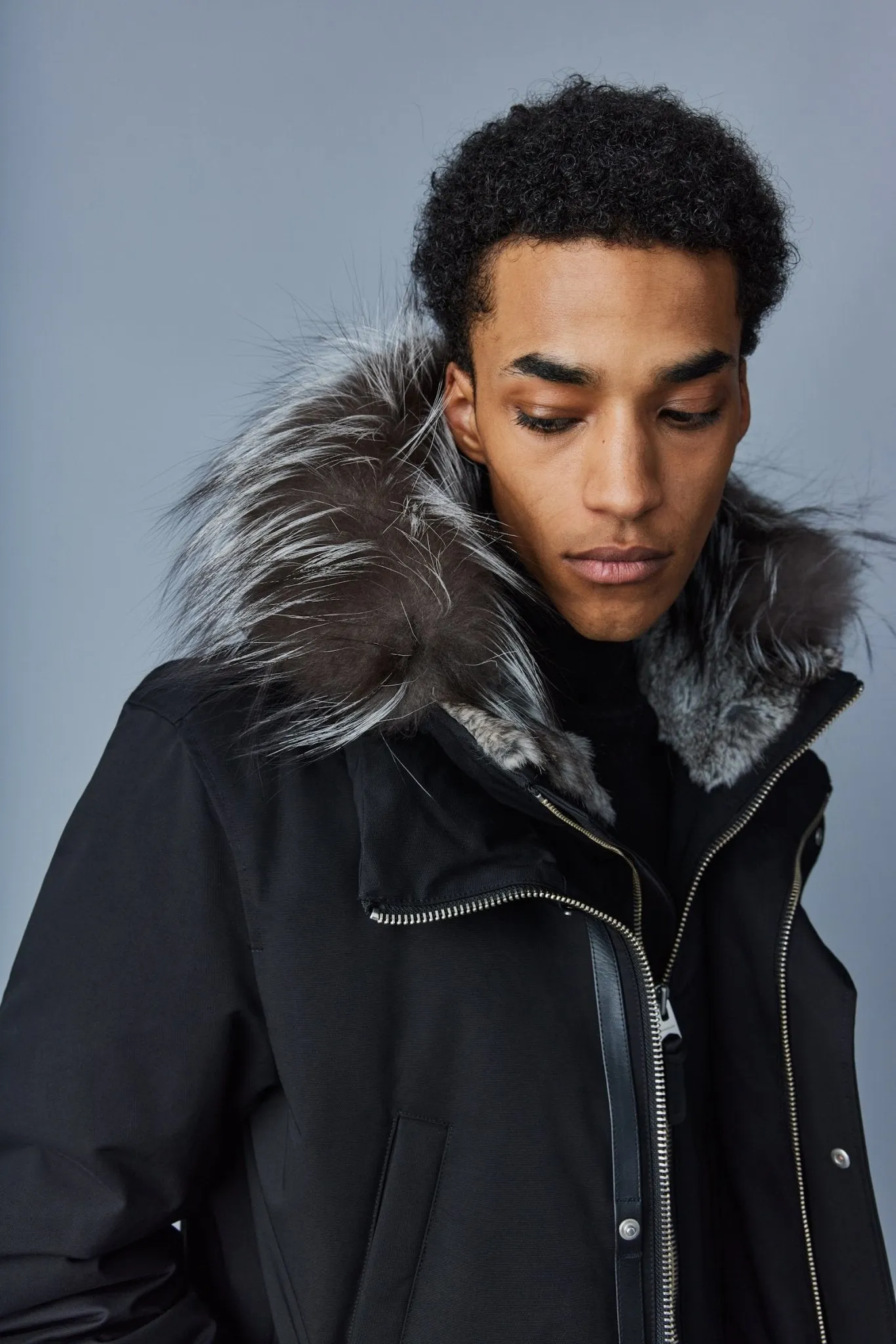 MACKAGE EDWARD-X - 2-in-1 Down Parka With Hooded Bib And Silver Fox Fur