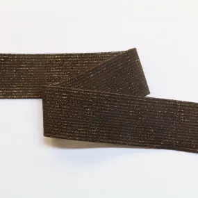 Metallic Fancy Elastic (40mm/ 1 1/2") - Striped Brown/Brown Metallic