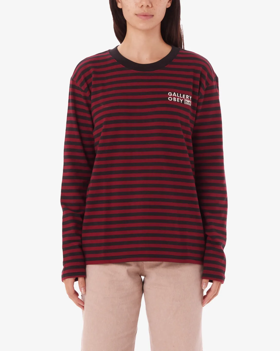 Obey GALLERY LS STRIPE - RED MULTI