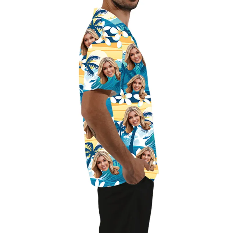 Personalized Men's Summer Casual Shirt Hawaiian Shirts Aloha Shirt Customized Photo Gift Valentine's Day Birthday Party