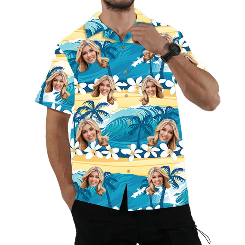 Personalized Men's Summer Casual Shirt Hawaiian Shirts Aloha Shirt Customized Photo Gift Valentine's Day Birthday Party