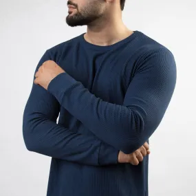 Powder Blue Thermal Full Sleeves Waffle-Knit