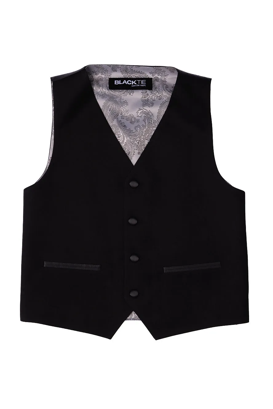 "London" Kids Onyx Black Tuxedo (5-Piece Set)