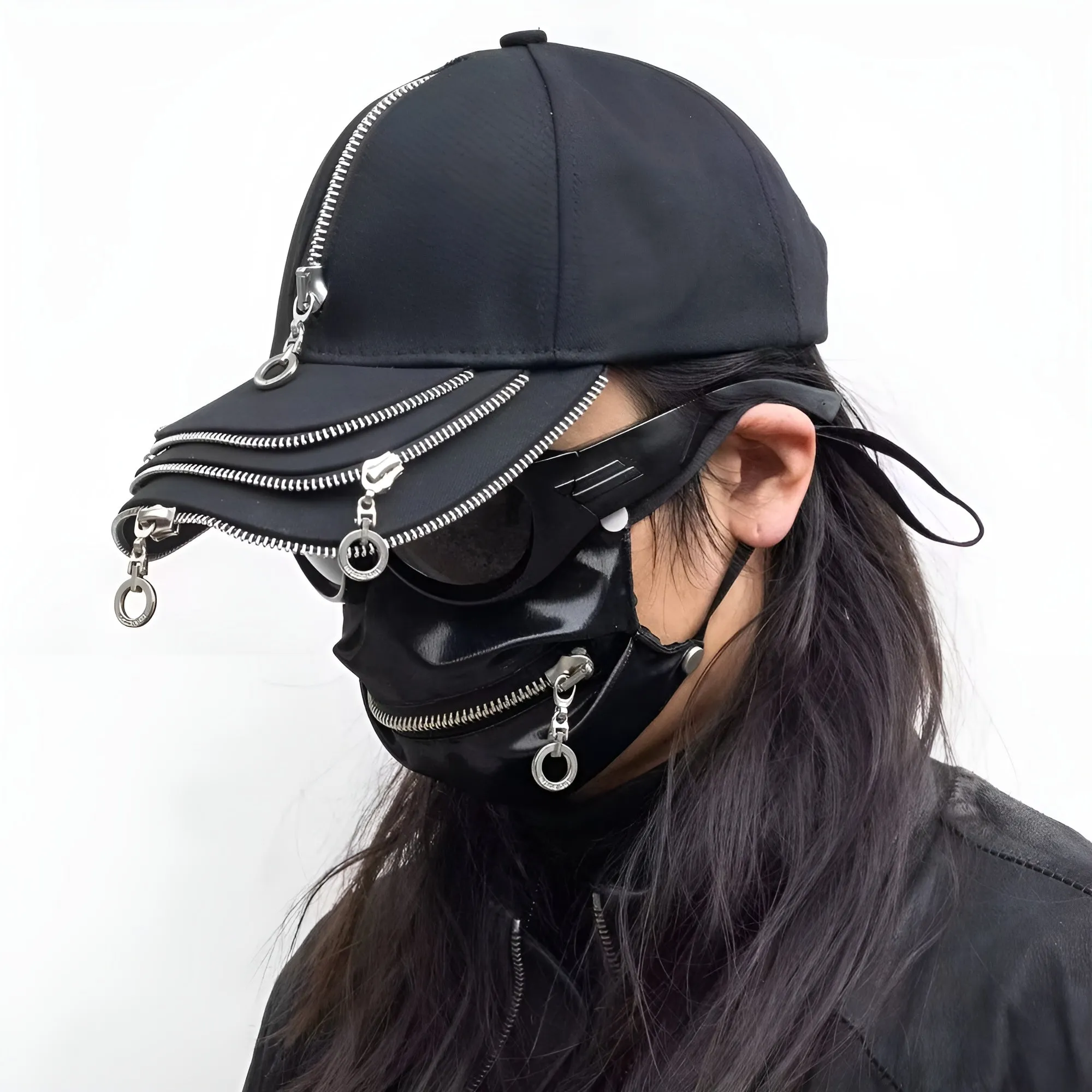 Techwear Cap Multi Zippers