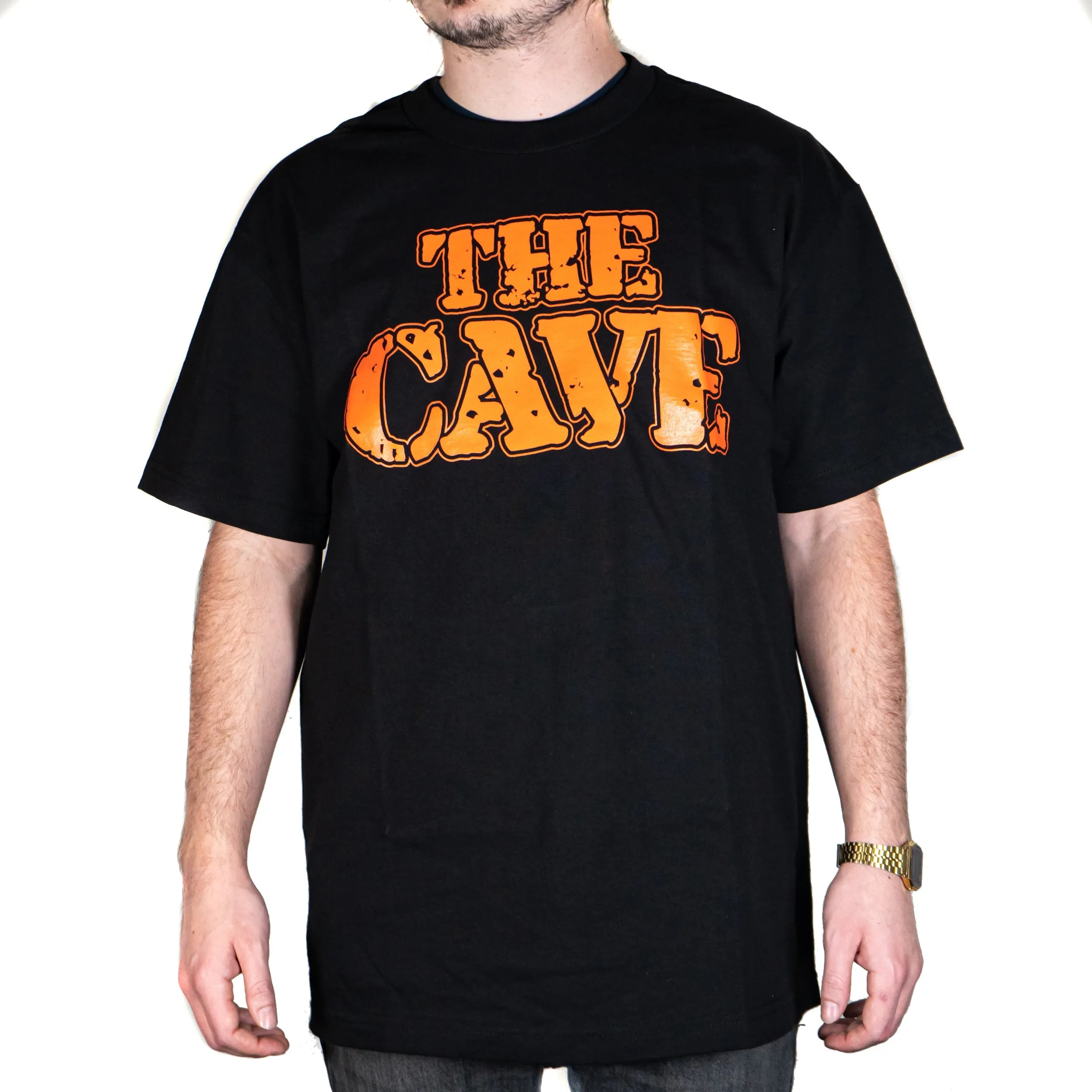 The Cave - T-Shirt - Classic Logo - Black & Orange - Medium