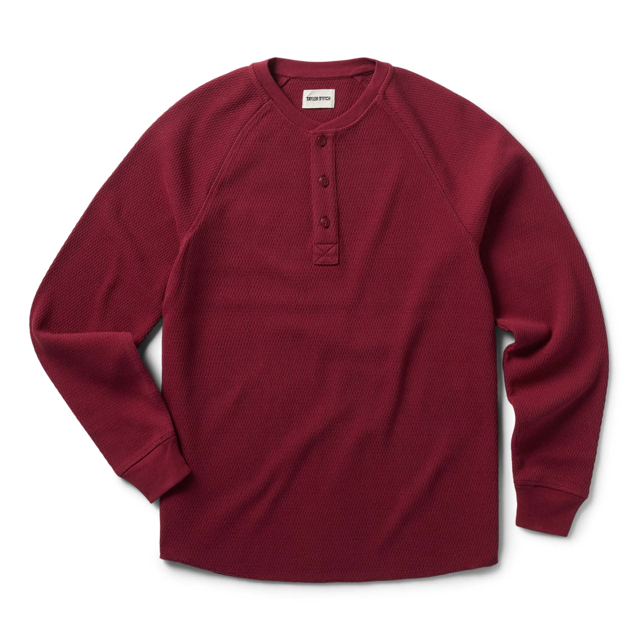 The Heavy Bag Waffle Henley in Burgundy