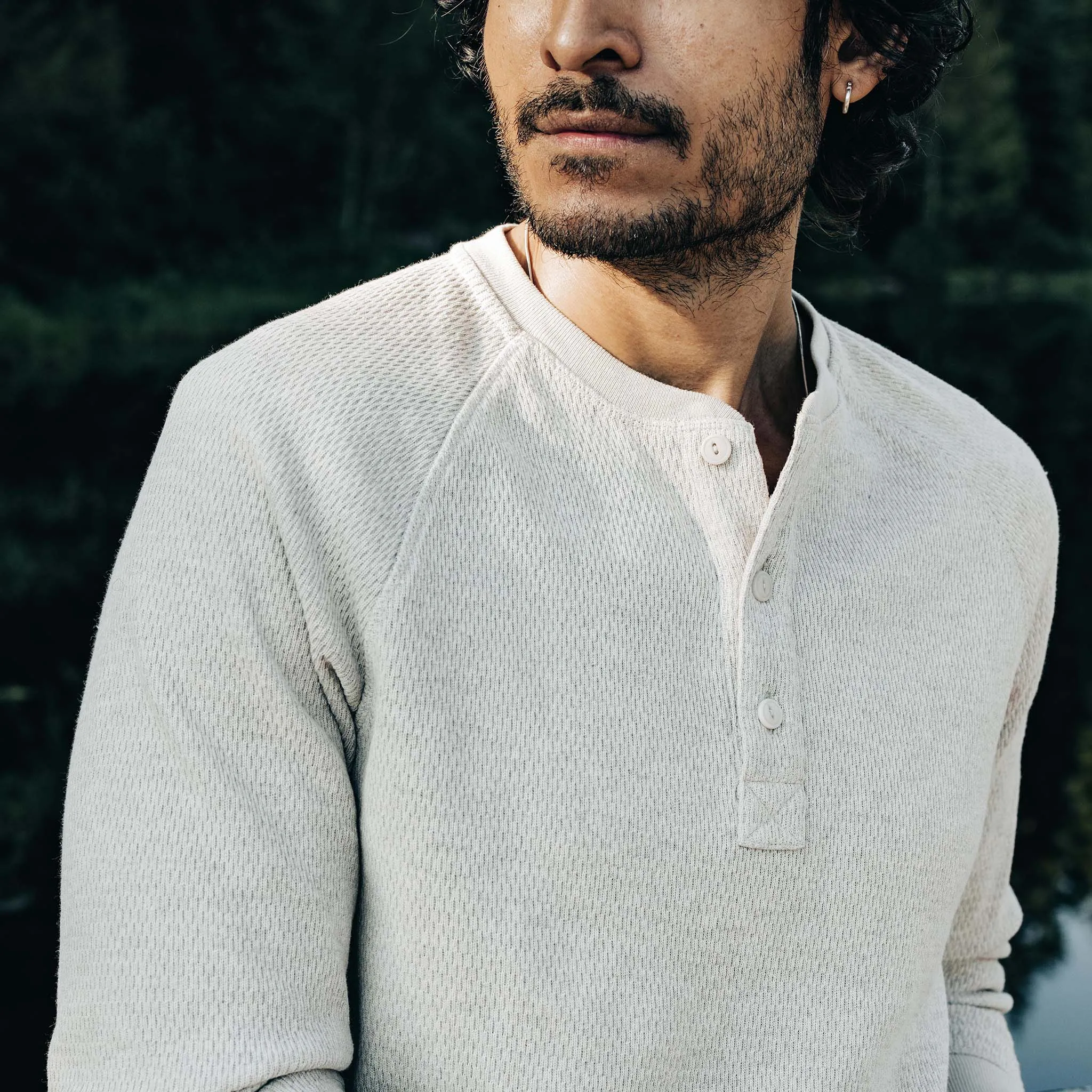 The Heavy Bag Waffle Henley in Oatmeal