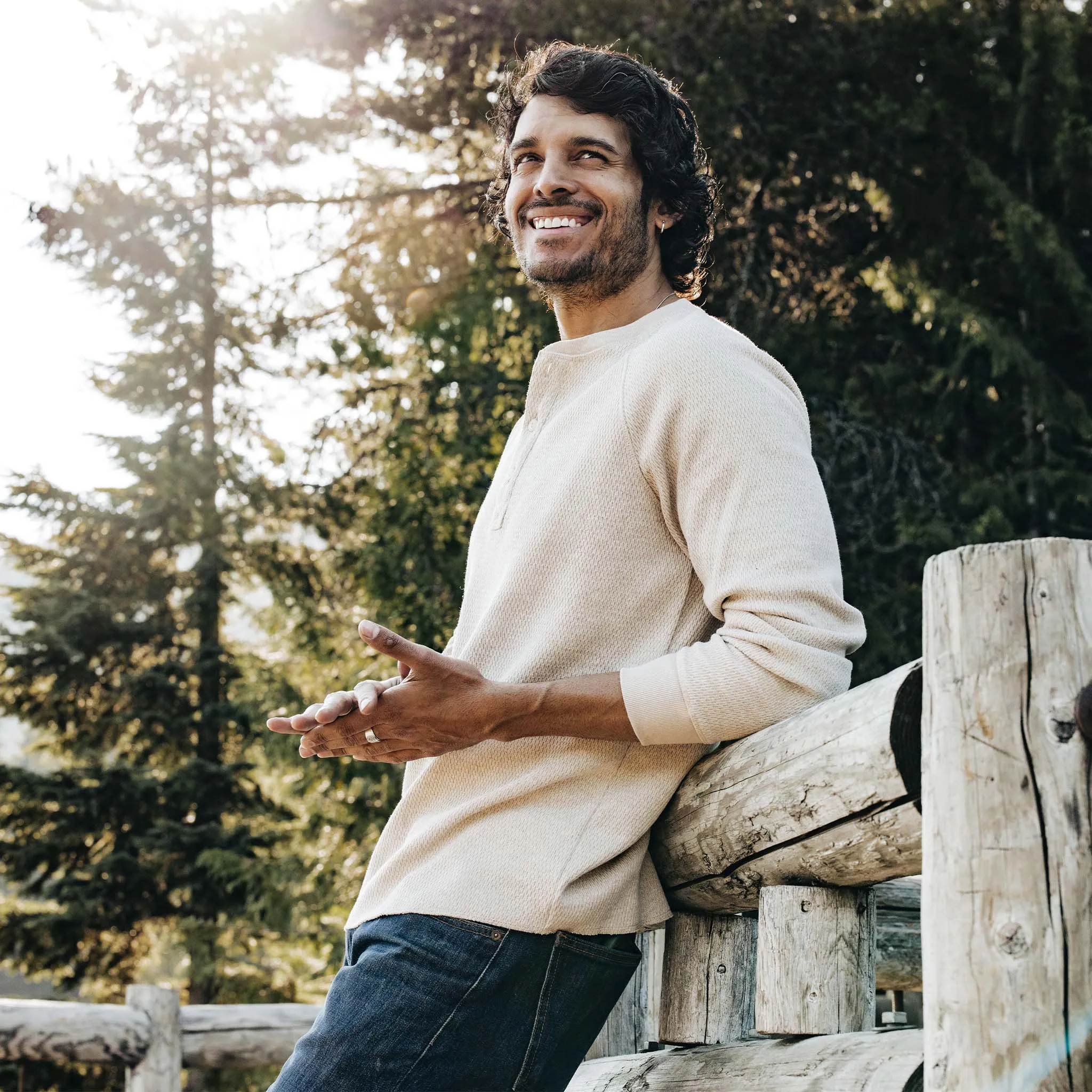 The Heavy Bag Waffle Henley in Oatmeal