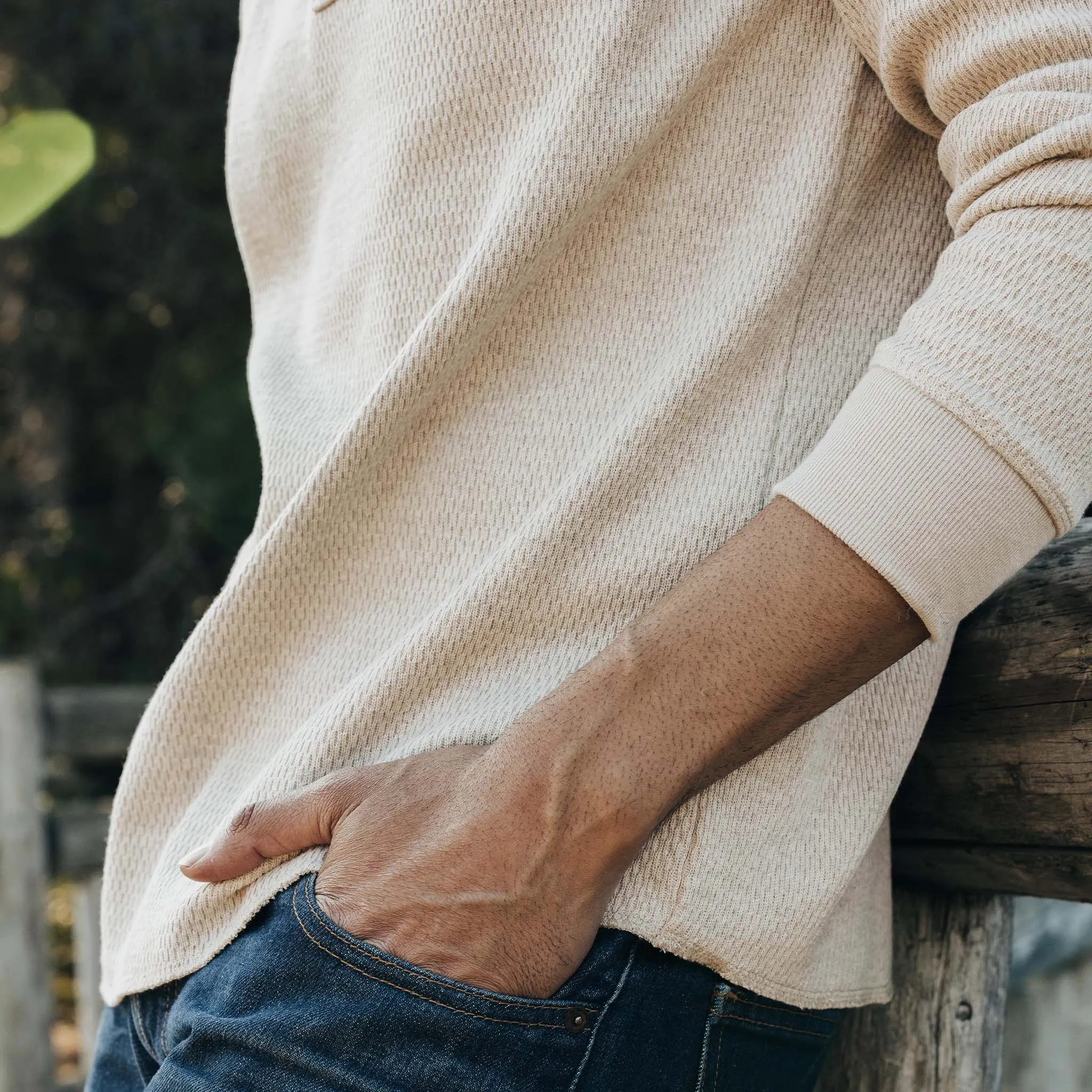 The Heavy Bag Waffle Henley in Oatmeal