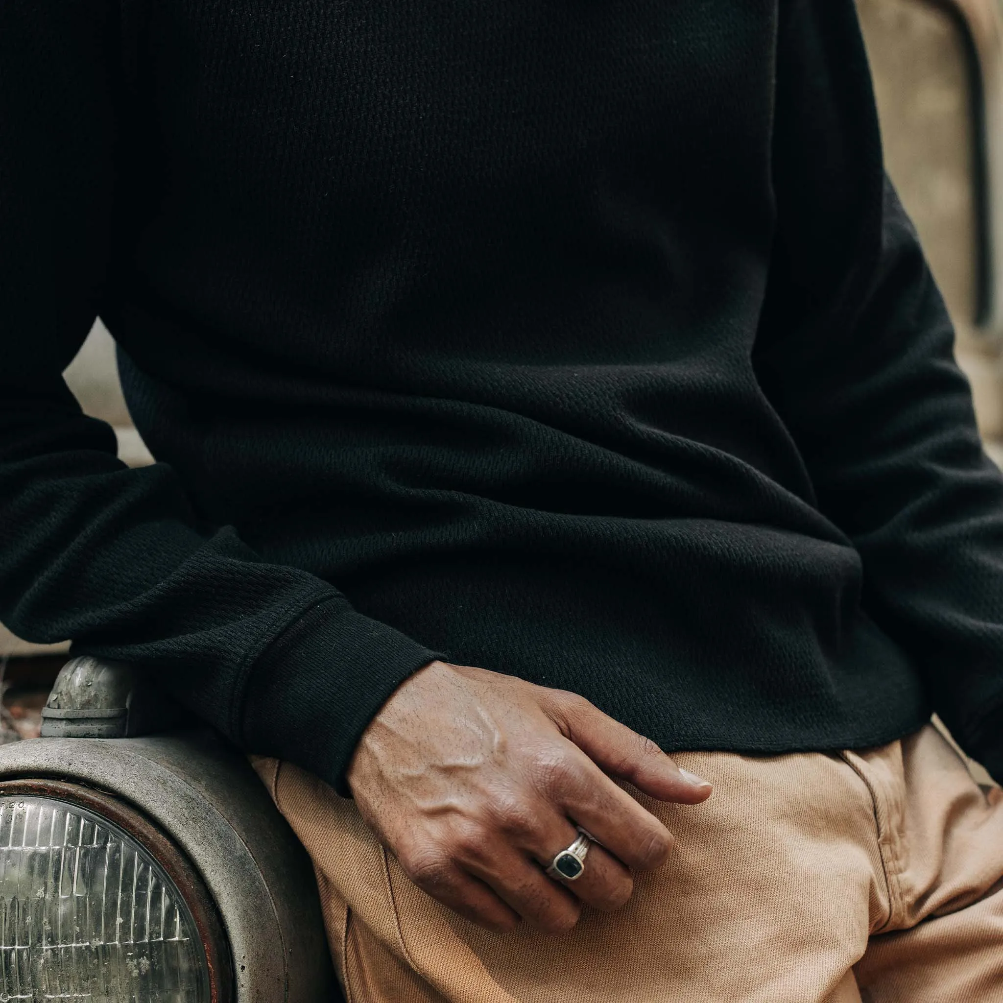 The Heavy Bag Waffle Long Sleeve in Coal