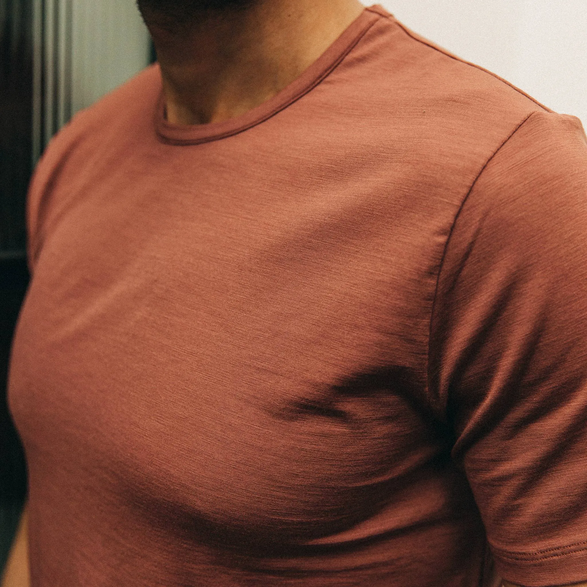 The Merino Tee in Brick Red