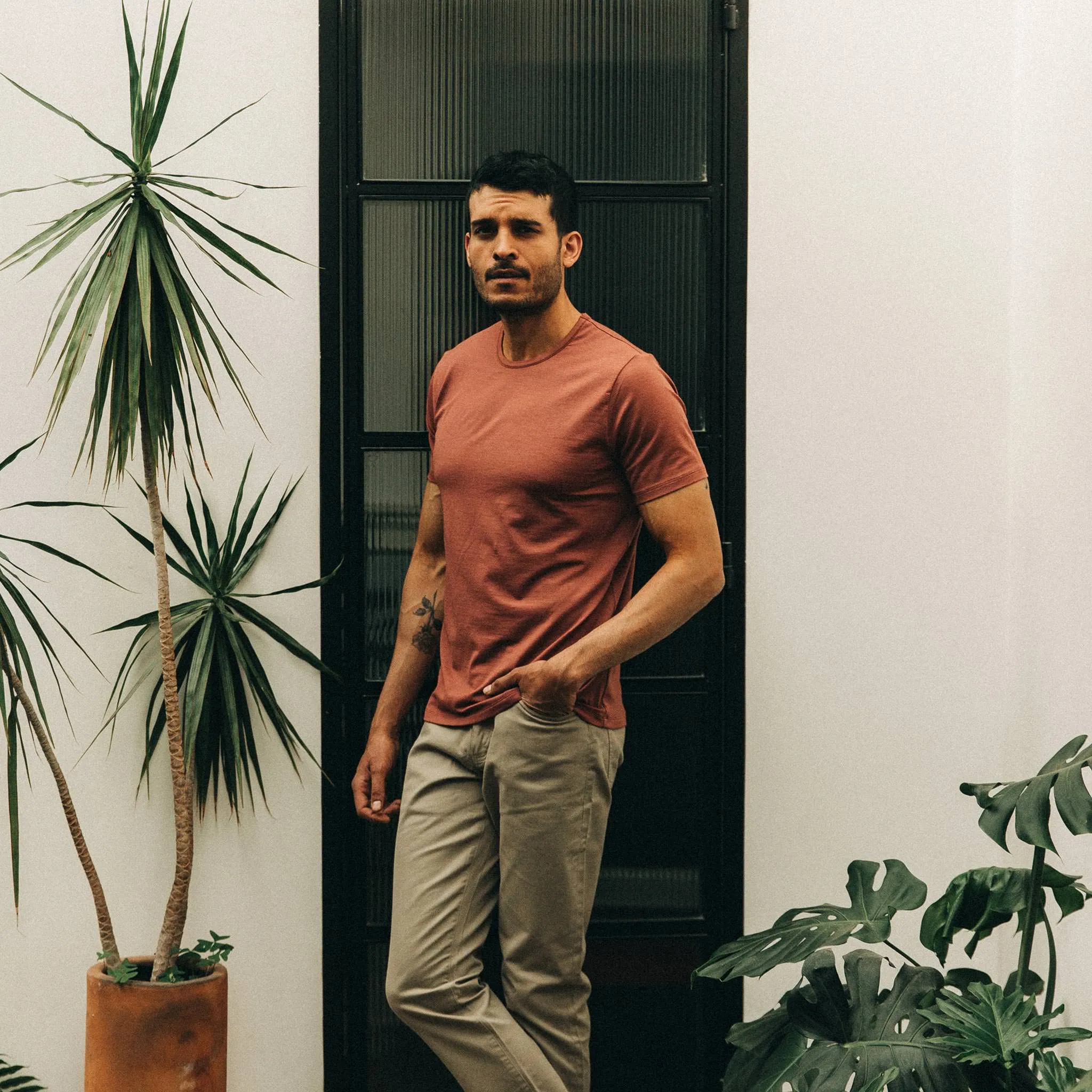 The Merino Tee in Brick Red