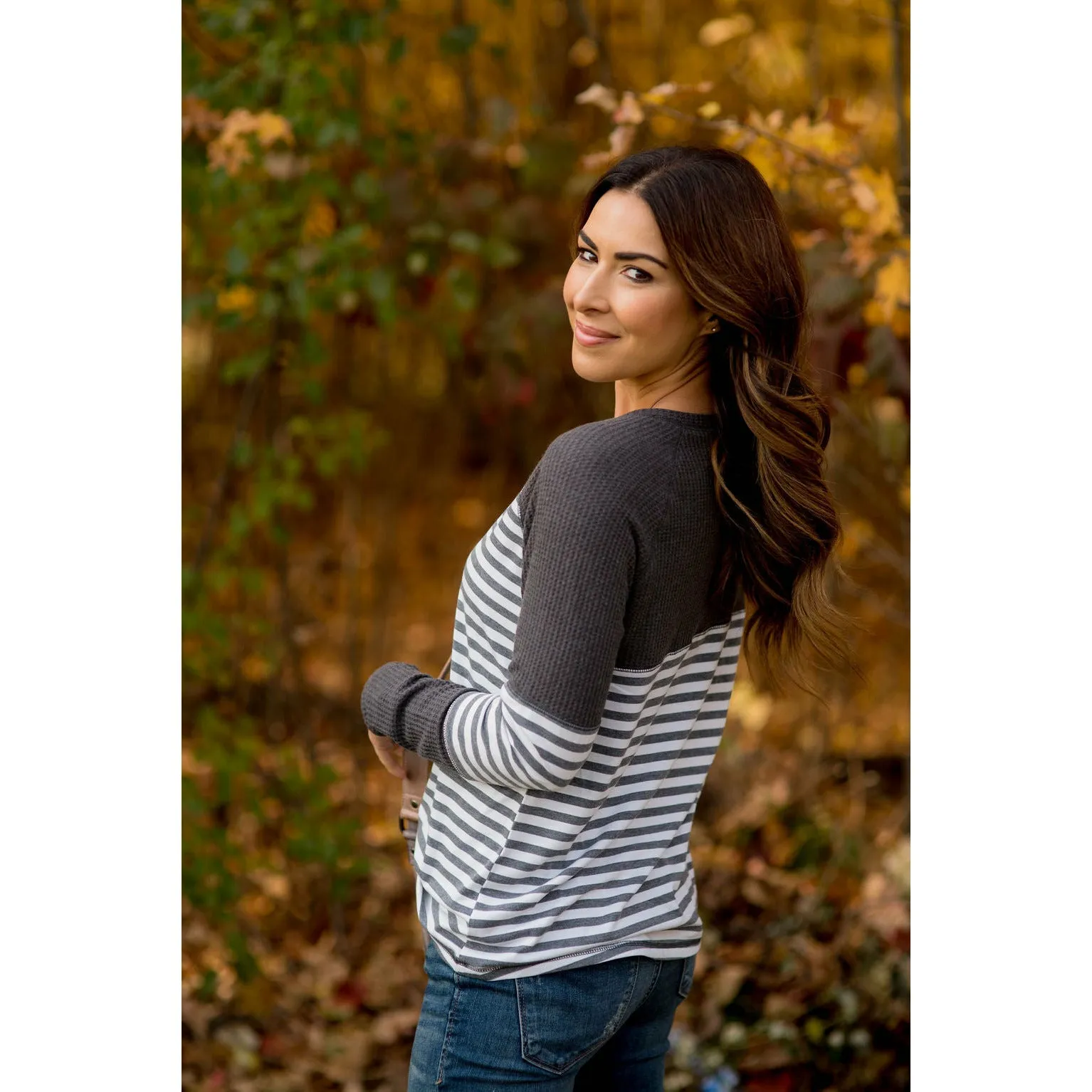 Thermal & Striped Long Sleeve Tee