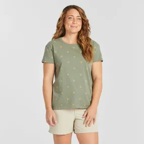 Women's Simple Sunflower Pattern Crusher-LITE Easy Short-Sleeve Tee - Moss Green