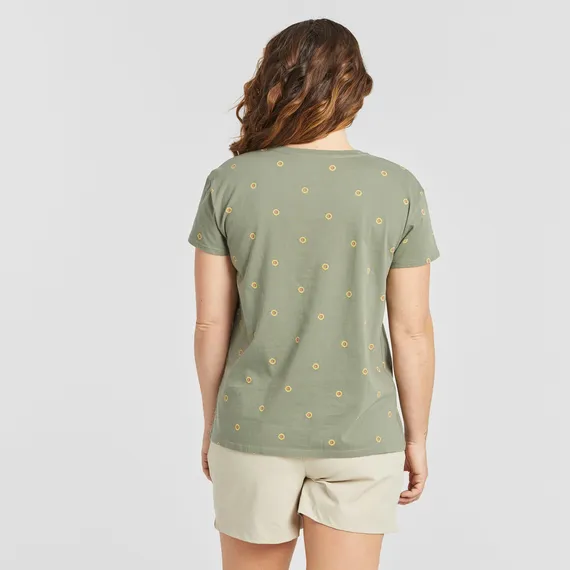 Women's Simple Sunflower Pattern Crusher-LITE Easy Short-Sleeve Tee - Moss Green